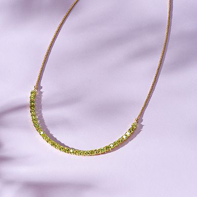 18K Gold Over Silver Genuine Peridot Necklace