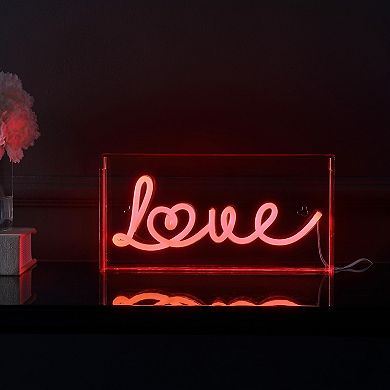 Love Contemporary Glam Acrylic Box Usb Operated Led Neon Light
