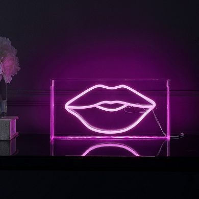Lips Contemporary Glam Acrylic Box Usb Operated Led Neon Light