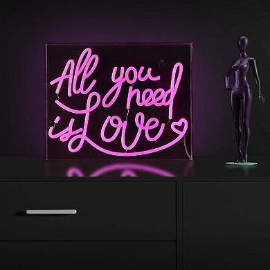 All You Need Is Love Contemporary Glam Acrylic Box Usb Operated Led Neon Light