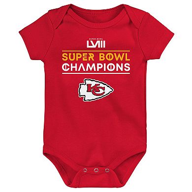 Infant  Red Kansas City Chiefs Super Bowl LVIII Champions Stack Bodysuit