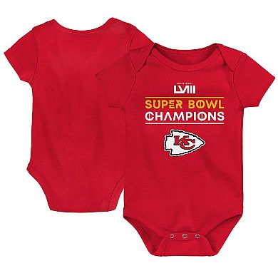 Infant  Red Kansas City Chiefs Super Bowl LVIII Champions Stack Bodysuit