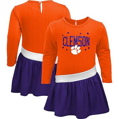 Girls Preschool Orange Clemson Tigers Heart to Heart French Terry Dress