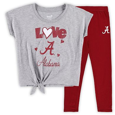Preschool & Toddler Heathered Gray/Crimson Alabama Crimson Tide Forever Love T-Shirt & Leggings Set