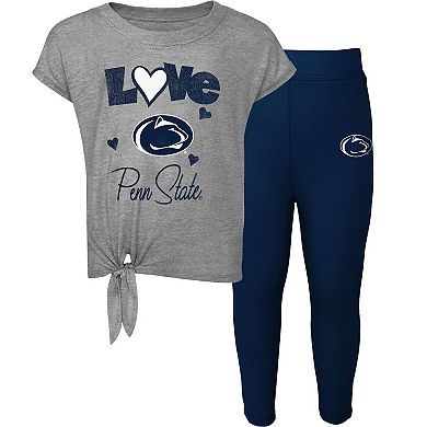 Preschool & Toddler Heathered Gray/Navy Penn State Nittany Lions Forever Love T-Shirt & Leggings Set