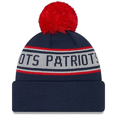 Youth New Era Navy New England Patriots Repeat Cuffed Knit Hat with Pom