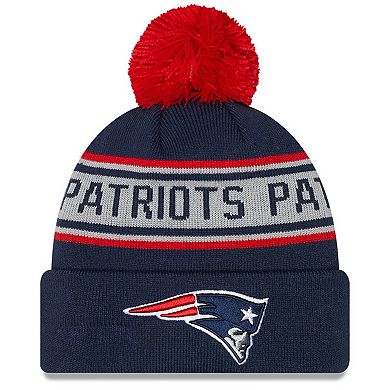 Youth New Era Navy New England Patriots Repeat Cuffed Knit Hat with Pom