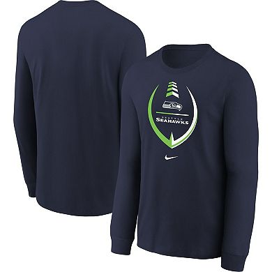 Preschool Nike College Navy Seattle Seahawks Icon Football Performance Long Sleeve T-Shirt