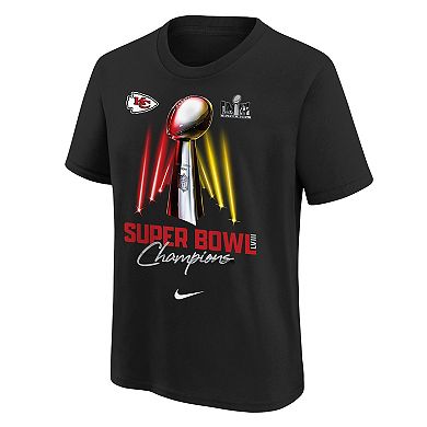 Youth Nike  Black Kansas City Chiefs Super Bowl LVIII Champions Lombardi Trophy T-Shirt