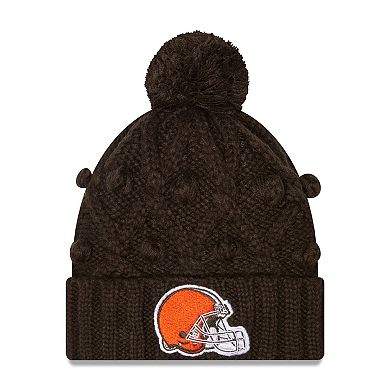 Girls Youth New Era Brown Cleveland Browns Toasty Cuffed Knit Hat with Pom