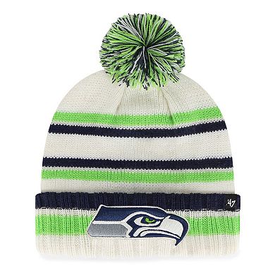 Youth '47 Cream Seattle Seahawks Driftway Cuffed Knit with Pom