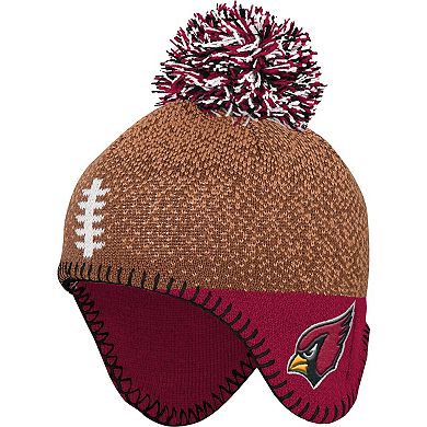 Preschool Brown/Cardinal Arizona Cardinals Football Head Knit Hat with Pom