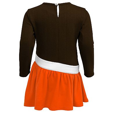 Girls Preschool Brown/Orange Cleveland Browns Heart to Heart Jersey Tri-Blend Dress