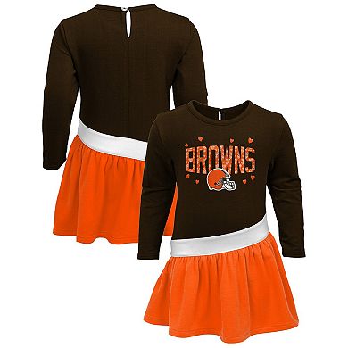 Girls Preschool Brown/Orange Cleveland Browns Heart to Heart Jersey Tri-Blend Dress