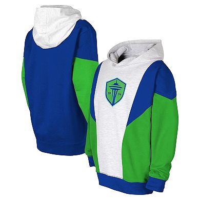 Youth Ash/Blue Seattle Sounders FC Champion League Fleece Pullover Hoodie