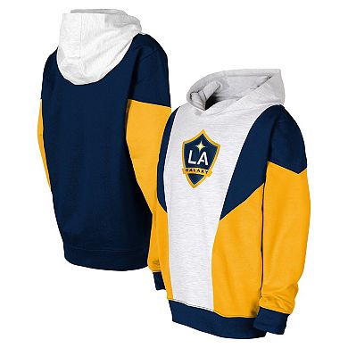 Youth Ash/Navy LA Galaxy Champion League Fleece Pullover Hoodie