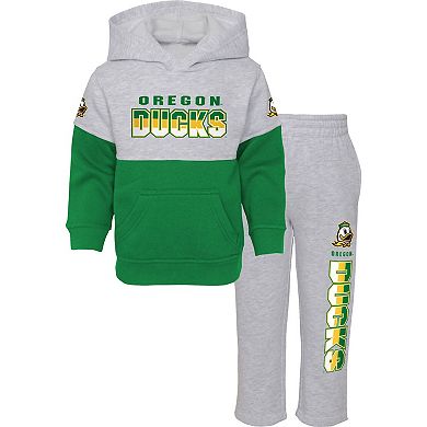 Preschool Heather Gray/Green Oregon Ducks Playmaker Pullover Hoodie & Pants Set