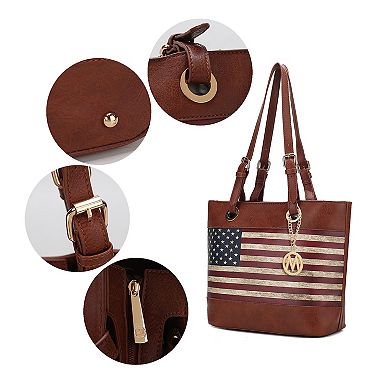 Mkf Collection Vera Vegan Leather Patriotic Flag Pattern Women’s Tote Bag By Mia K