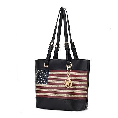 Mkf Collection Vera Vegan Leather Patriotic Flag Pattern Women’s Tote Bag By Mia K