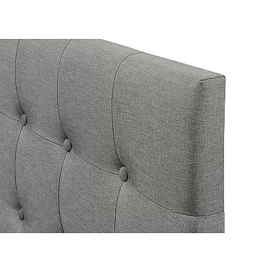 Queen Modern Classic Style Button-tufted Headboard In Grey Upholstered Fabric