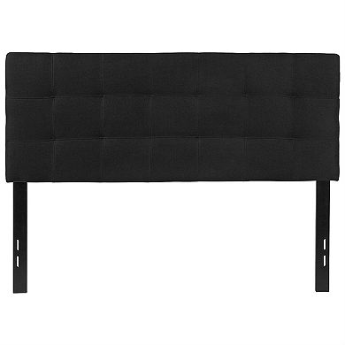 Full Size Modern Box-stitch Black Fabric Upholstered Headboard