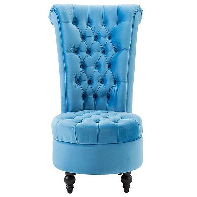 Tufted High Back Plush Velvet Upholstered Accent Low Profile Chair
