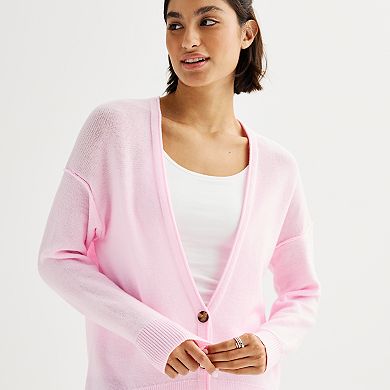 Juniors' SO Long Sleeve Loose V-Neck Cardigan Sweater