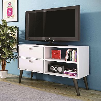 White Grey Wood Modern Classic Mid-century Style Tv Stand Entertainment Center