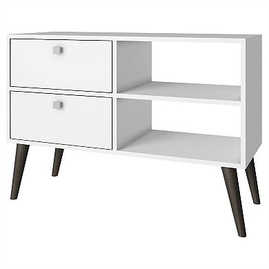 White Grey Wood Modern Classic Mid-century Style Tv Stand Entertainment Center