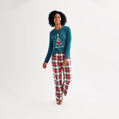 Petite Jammies For Your Families?? Jingle Bell Rock Santa Claus Pajama Top & Pajama Bottoms Set