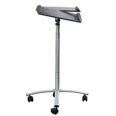 Adjustable Laptop Computer Cart Desk Stand In Graphite Wood Grain