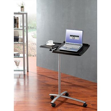 Adjustable Laptop Computer Cart Desk Stand In Graphite Wood Grain