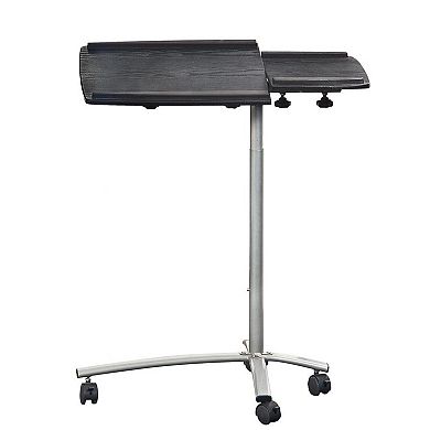 Adjustable Laptop Computer Cart Desk Stand In Graphite Wood Grain