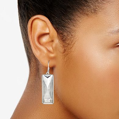 Nine West Silver Tone Elongated Stone Drop Earrings