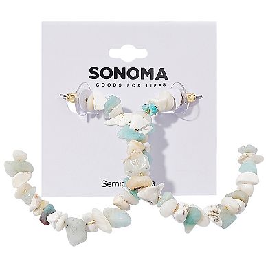 Sonoma Goods For Life?? Gold Tone White & Mint Chips J-Hoop Earrings
