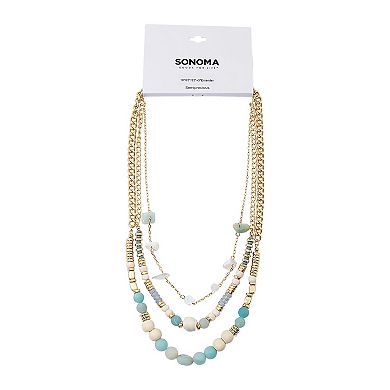 Sonoma Goods For Life® Gold Tone 3 Row Multi-Chain Necklace