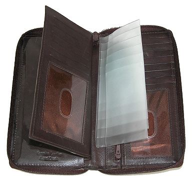 Leather Deluxe Zip Around Checkbook Cover Wallet