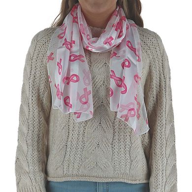 Ctm Women's Breast Cancer Ribbon Print Lightweight Scarf