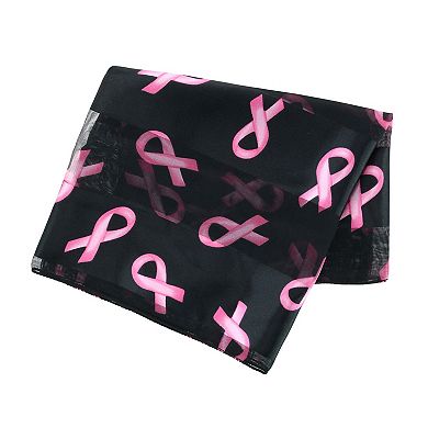 Ctm Women's Breast Cancer Ribbon Print Lightweight Scarf