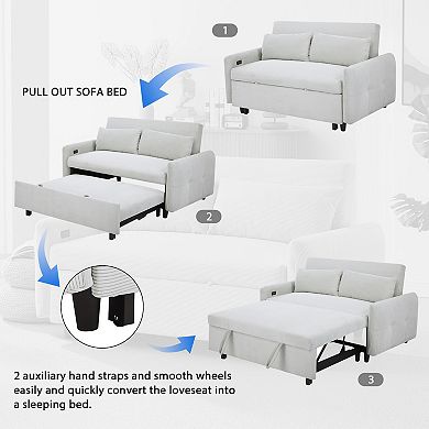 Merax Pull-out Sofa Bed Convertible Couch 2 Seat Loveseat Sofa Modern Sleeper Sofa