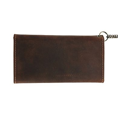 Men's Hunter Leather Long Trifold Chain Wallet