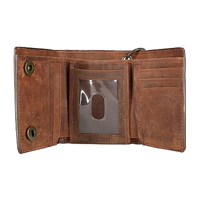 Men's Crazy Horse Leather Rfid Trifold Chain Wallet