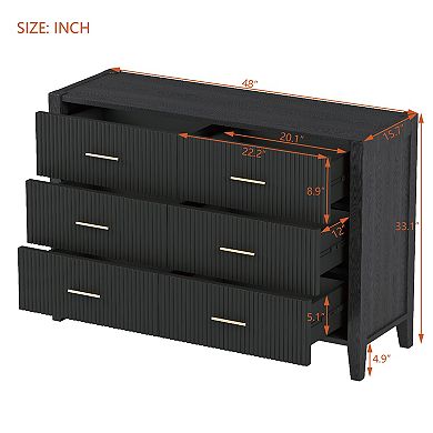 Merax 6 Drawer Dresser With Metal Handle For Bedroom