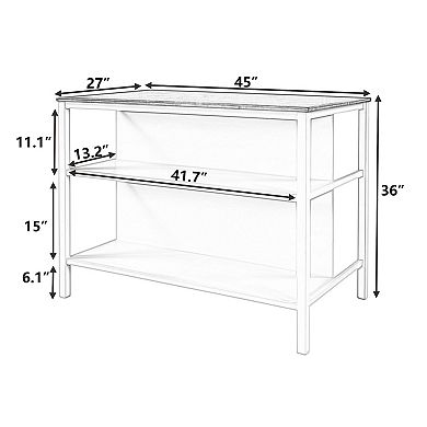 Merax Rustic Wooden Dining Table With 2 Open Shelves For Small Places