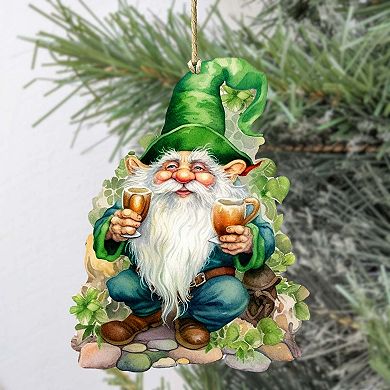 Lucky Leprechaun Wooden Ornaments Set Of 2 By G. Debrekht