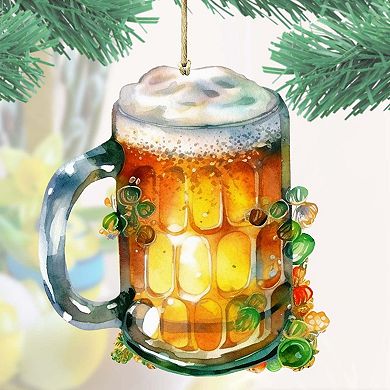 Beer Mug Wooden Ornaments Set Of 2 By G. Debrekht