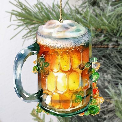 Beer Mug Wooden Ornaments Set Of 2 By G. Debrekht