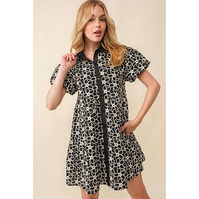 Jacquard Floral Baby Doll Dress