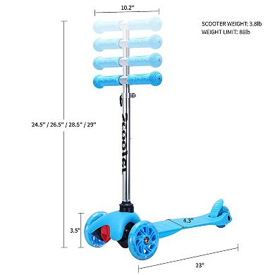 F.c Design Simplelux Kids Scooter - Adjustable Height, Extra-wide Deck With Brake & Flashing Wheels