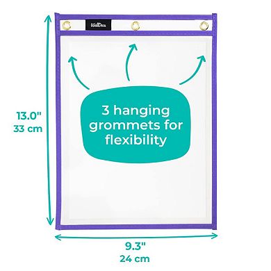 Walldeca Dry Erase Pocket Sleeves Assorted Colors, 8.5" X 11", Plastic Paper Holder 5 Colors 50-pack